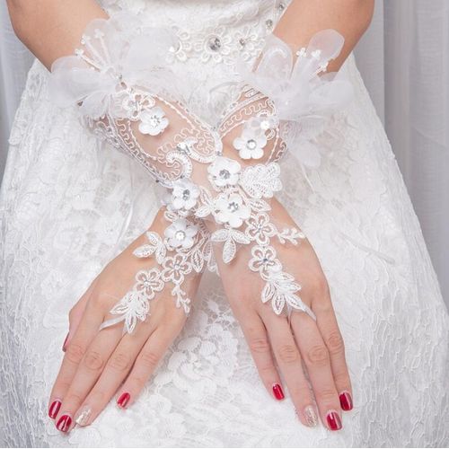 Women Lace Gloves Bridal Wrist Floral Gloves Elegant Dress Gloves Tea  Gloves for Women Wedding Summer Gloves Costume