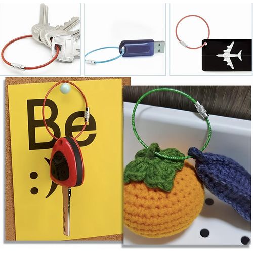 product_image_name-Generic-10pcs Colorful Stainless Steel Key Rings with Coiled Cable - Assorted Colors, Durable and Stylish, Ideal for Everyday Use, Portable Key Accessory  Colorful Key Rings Durable Key Chains Cute Keychain Keychain Ring Sets-2