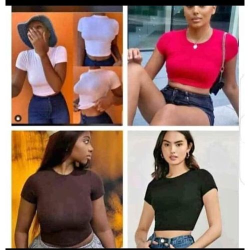 product_image_name-Fashion-Beautiful Plain Crop Top for Ladies Multicolour -1