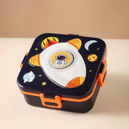 Generic 3 partition lunch box with cutlery and sauce container
