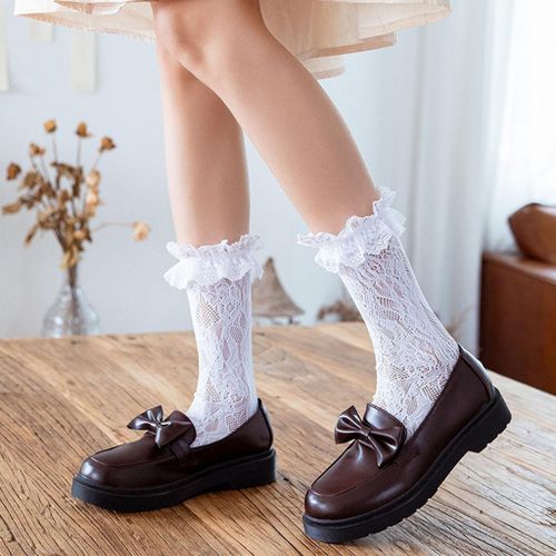 Generic Lace Ankle Socks Cute Lolita Ruffle Frilly Soft Dress Socks White