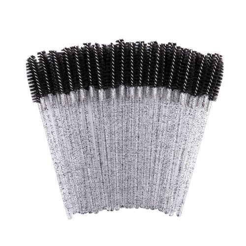 50PCS Black Eyebrow Brush Beauty Crystal Mascara Wand Disposable Brushes  Eyebrow Comb Make Up Tools Cosmetic Brushes