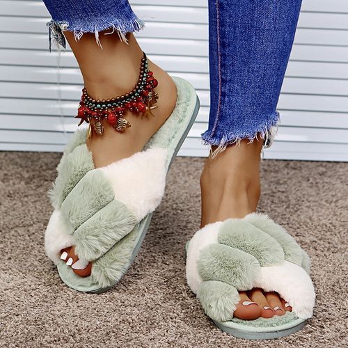 Fashion Classic Design Women Winter House Furry Slippers Fluffy Faux Fur  Home Slides Flat Fashion Indoor Floor Shoes Ladies Flip Flops Mks3411-gray  | Jumia Nigeria