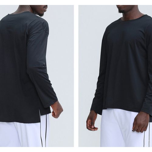 Fashion Long-sleeved Sports Casual Wear Men's Fitness Sportswear Sports  Quick-drying T-shirt Round Neck Top