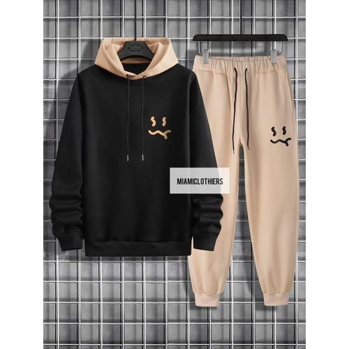 product_image_name-Fashion-Stylish Black and Beige Hoodie Set Made in NG-1