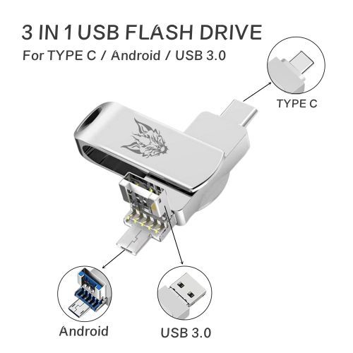 BiNFUL para Android OTG 3 en 1 unidades flash USB tipo C y amp; Micro 512GB  256GB 128GB 64GB 32GB 16GB Pendrives Pen Drive Cle para teléfono Tan  Jianjun unisex