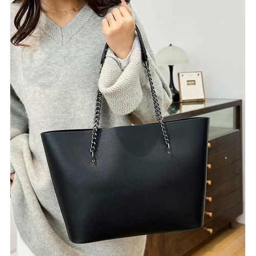 product_image_name-Fashion-Black Quality Leather Large Handbag - Black -1