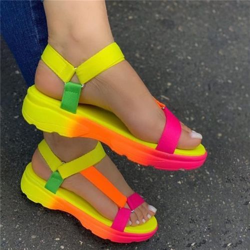 Fashion 2021 Women Sandals Summer Woman Platform Peep Toe Shoes Female  Gladiator Flats Ladies Comfortable Hook Shoes