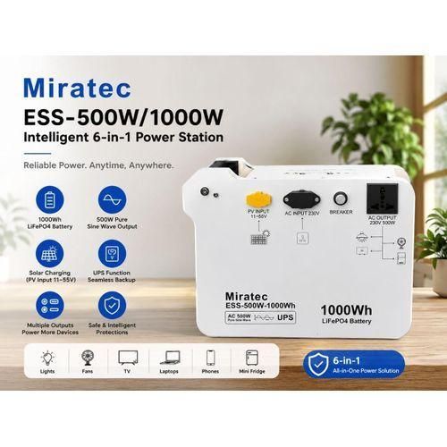 Miratec ESS-500 Intelligent Energy Storage System/500W Output & 1000Wh Lithium Battery With 200W Solar Panel - image 7