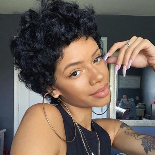 product_image_name-addigoes-Hair Wig short with bands for Ladies, Women Natural Black Short Curly Pixie Cut Wigs with Bangs Wigs Daily Wavy Fluffy Wig Synthetic Short Hair Wigs-2