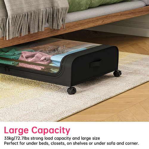 Generic Under Bed Storage Container with Clear Lid and Wheels Dustproof Rolling Drawer - image 3