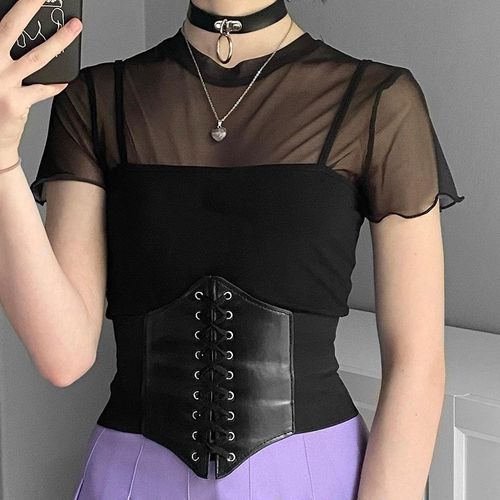 Generic Fashion Elastic Corset Bustier Slimming Waistband Leather Waist  Belt