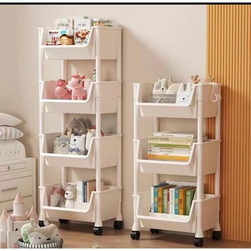 product_image_name-Generic-5 Layers Plastic Storage Trolley With Wheels - White-4