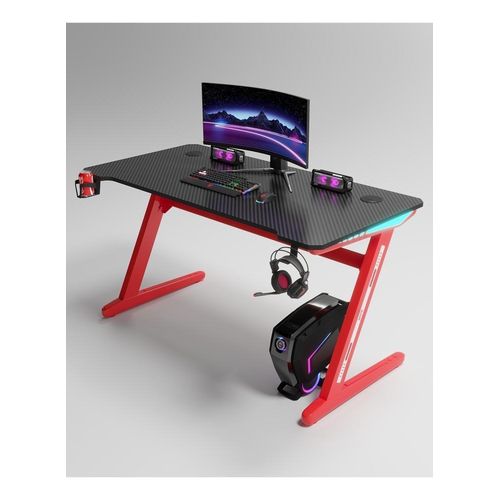 product_image_name-Generic-Modern Z Shaped RGB Led Lights Gaming Table 1.2Mtr (Black/Red)-1
