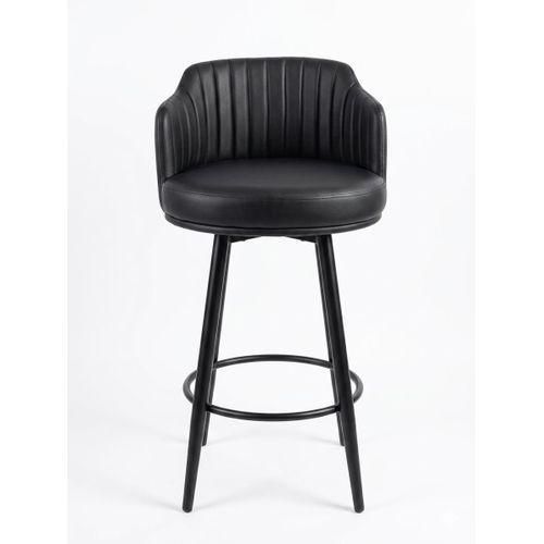 Generic Modern Luxury Black Bar Stool with Backrest & Footrest