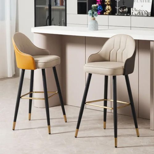 Generic Modern Luxury Black Bar Stool with Backrest & Footrest - image 6