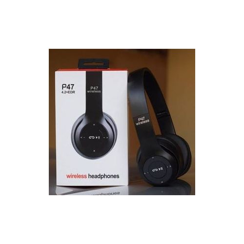 P47 Wireless Bluetooth 5.0 Stereo Foldable Headphones-Black - image 2