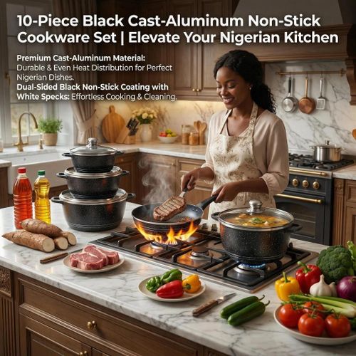 product_image_name-BROCOOK-10Pcs Die-Cast Non-Stick Granite Cookware Set with Glass Lids-5