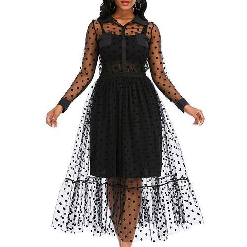Fashion Mesh 2 Pieces Set Dress Polka Dot Transparent Tulle Black | Jumia  Nigeria