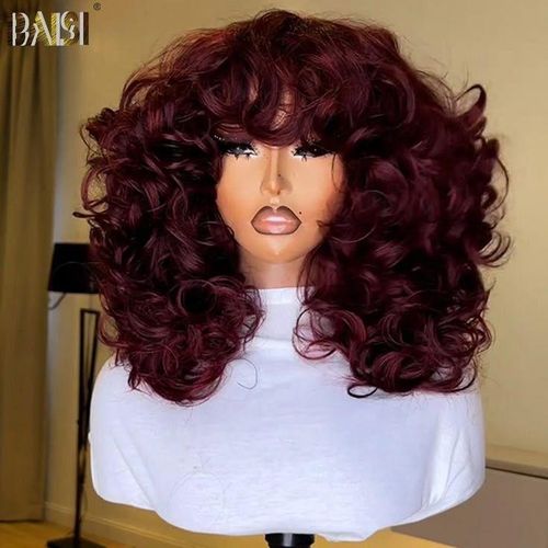 Generic Burgundy Bounce Fringe Wig For Women