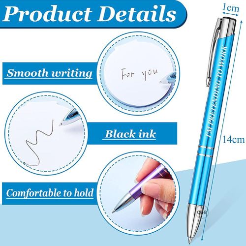 5pcs Funny Pen Set Colored Metal Ballpoint Pen Funny Quotes