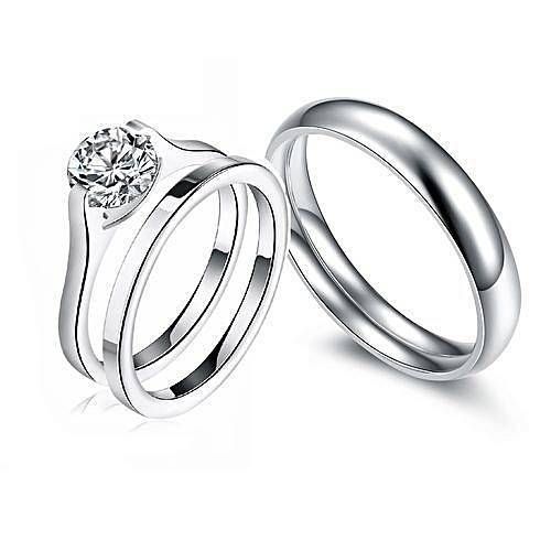 Fashion Circle Non Fade Titanium Steel Wedding Ring Set Jumia
