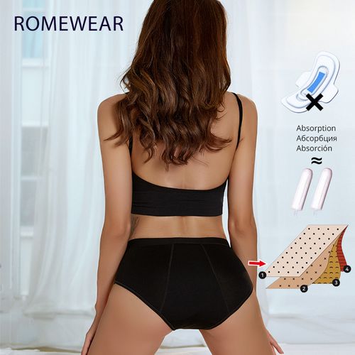 Urinary Incontinence Cotton Underwear for Women, Washable Absorbent  Panties, Black (XXL)