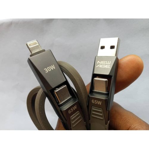 New Age 4-In-1 Super Fast Charging Data USB Cable 95W (USB +USB-C / Lightning + USB-C)