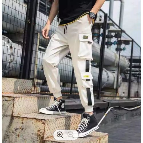 Mens Drawstring Elastic Waist Combat Cargo Pants Casual Long Trousers  Bottoms  Fruugo IN