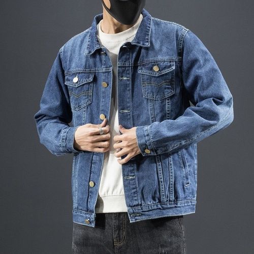 Men's Slim Fit Denim Jacket Navy Blue - GB178