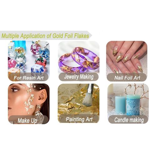 product_image_name-Generic-Gold Foil Flakes for Resin Art – Metallic Gold Leaf for DIY Crafts, Nails & Epoxy(2grams) -5