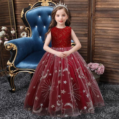 Elegant Blue Princess Dress Kids Flower Embroidery Dresses Luxury Royal  Tailing Beads Children Dresses For Party Ball Gown - AliExpress