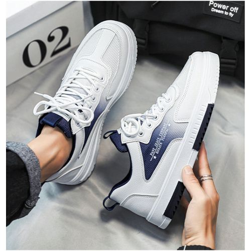 Fashion Men's High-top Sneakers Lace Up Shoes - White