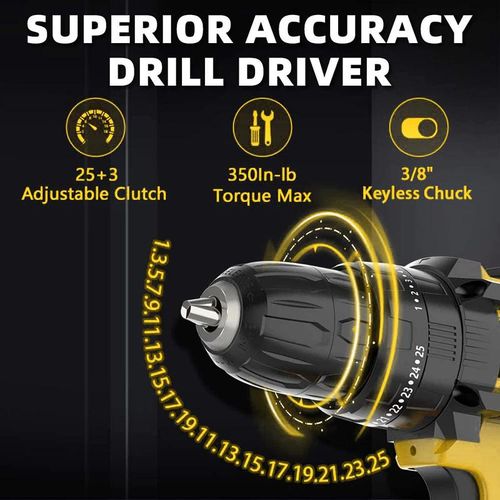 Gravolix 21V Cordless Drill Set with Box, 21V Max Power Electric Drill with 1 & 2 Batteries & Drill Bits, drilling machine Kit,drilling toolset,drill machine - image 5