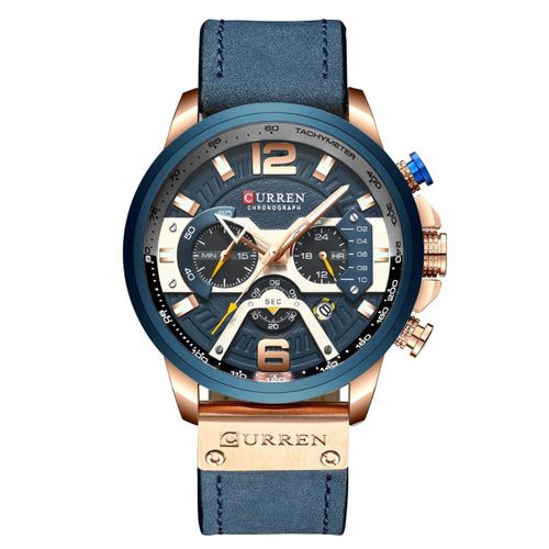 product_image_name-Curren- Luxury & Multifunctional Chronograph Blue Leather Wristwatch For Men -1