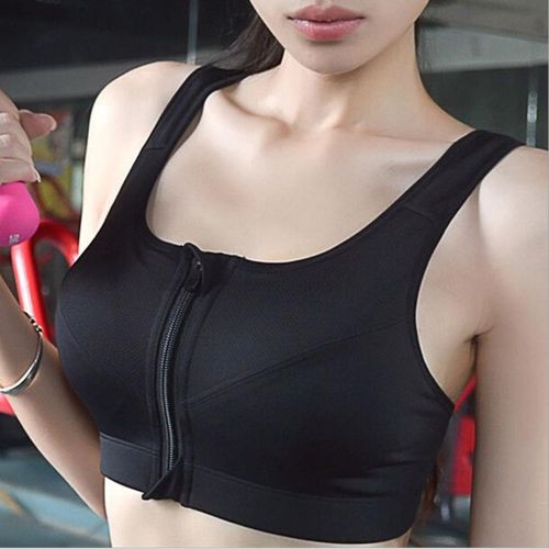 Women's Zipper Sports Bras Push Up Shockproof Underwear Running