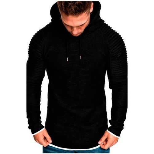 Generic Mens Sweatshirts Solid Color Pleated Raglan Long Sleeve Fleece Tshirt Casual Curve Hem Side Streetwear Sport Hoodies Pullovers Jumia Nigeria