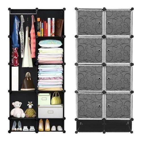 product_image_name-Other Side-White Label 8 Cubes Storage + 2 Shoe Rack - Black/White-4
