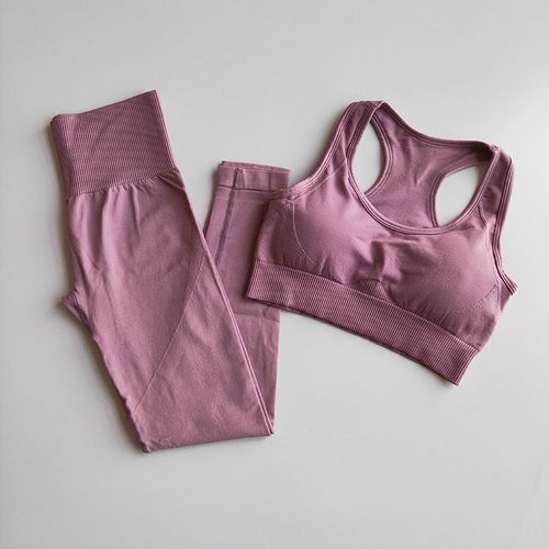Generic Seamless Yoga Set Women Sport Set Workout Clothes For Women  Sportswear Outfit Gym Clothing Suit Conjunto Deportivo Mujer(#2pcspink)