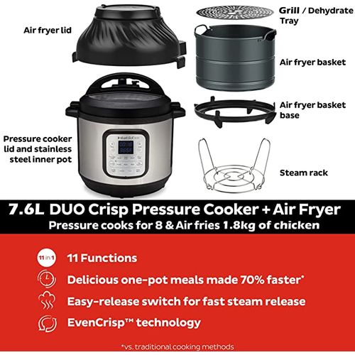 Instant Duo Crisp 8 11-in-1 Multi-Cooker & Air Fryer, 7.6L