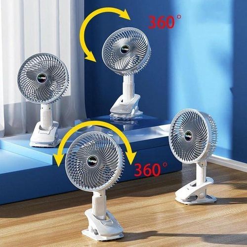 Generic USB Rechargeable Clip-on Fan - Multi-Use Design, 3 Speeds, 360° Adjustable-white - image 7