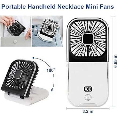 product_image_name-Generic-Hanging Neck Fan, USB Hand Fan, Power Bank,3000Mah-W & Black-2