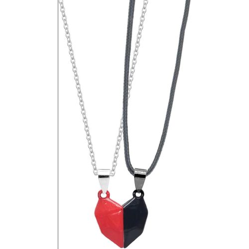 product_image_name-Fashion-Heart Magnet Couple Versatile Necklace Simple Wishing Stone Splicing Pendant Men's and Women's Jewelry Clavicle Chain -3
