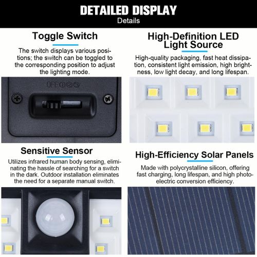 Generic Solar Motion Sensor Light, Outdoor Solar Lamp 270° Wide Angle, 120 LED Security Light, IP65 Waterproof, Wireless Garden Yard Garage Wall Light - image 4