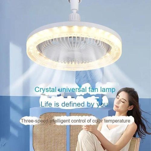 Generic 50W E27 Crystal Fan Light, LED Smart Remote Control Fan Pendant Light - image 4