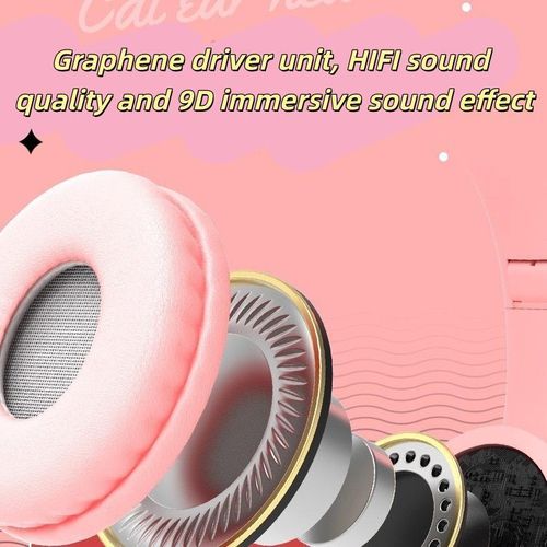 product_image_name-Generic-P47M 5.0 wireless Bluetooth stereo foldable headphones  Pink Cat Ear Headphones-6