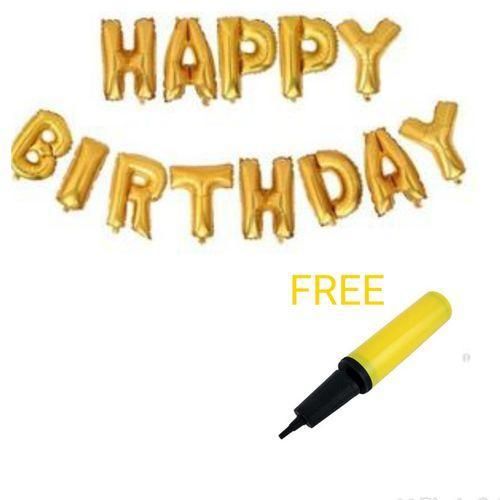 product_image_name-Generic-Gold Happy Birthday Foil Ballon With Pump-1
