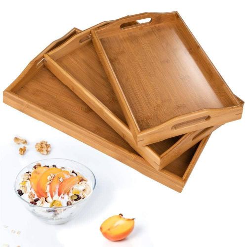 Generic 3IN1 WOODEN TRAY SET BAMBOO SERVING TRAY SET