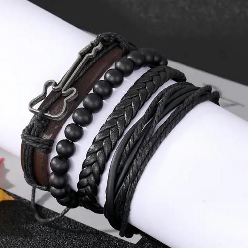 product_image_name-Fashion-European Woven Leather Bracelet Multi-Layer 4in1 Set-3