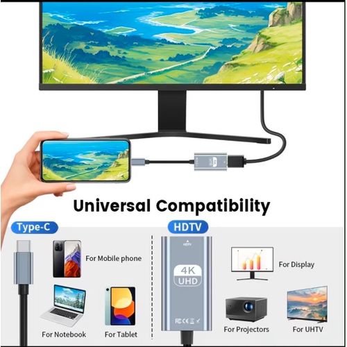 Generic Type-C to HDMI Converter Adapter Cable - 4K@60Hz Video Transmission - image 2